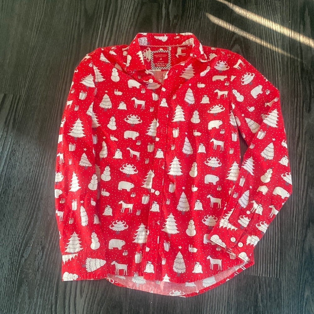 🎄🎅🏻DENIM & FLOWER HOLIDAY BUTTON DOWN🎅🏻🎄SIZE SMALL🍍